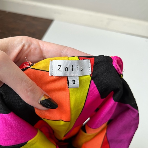 Zalie Rave Festival Geometric Abstract Print High Cut Bodysuit One piece - Picture 4 of 5